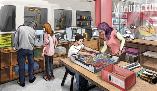 A rendering of the 3D printing area