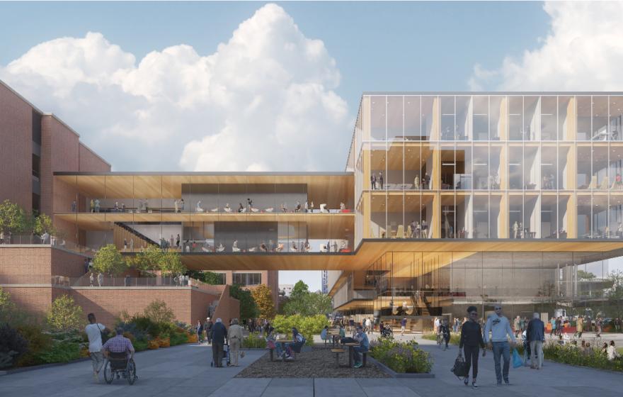 A rendering of the Drug Discovery and Cancer Research Pavilion